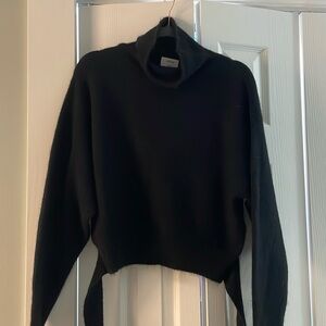 Aritzia Wilfred Turtleneck Sweater tie waist black size medium NWOT
